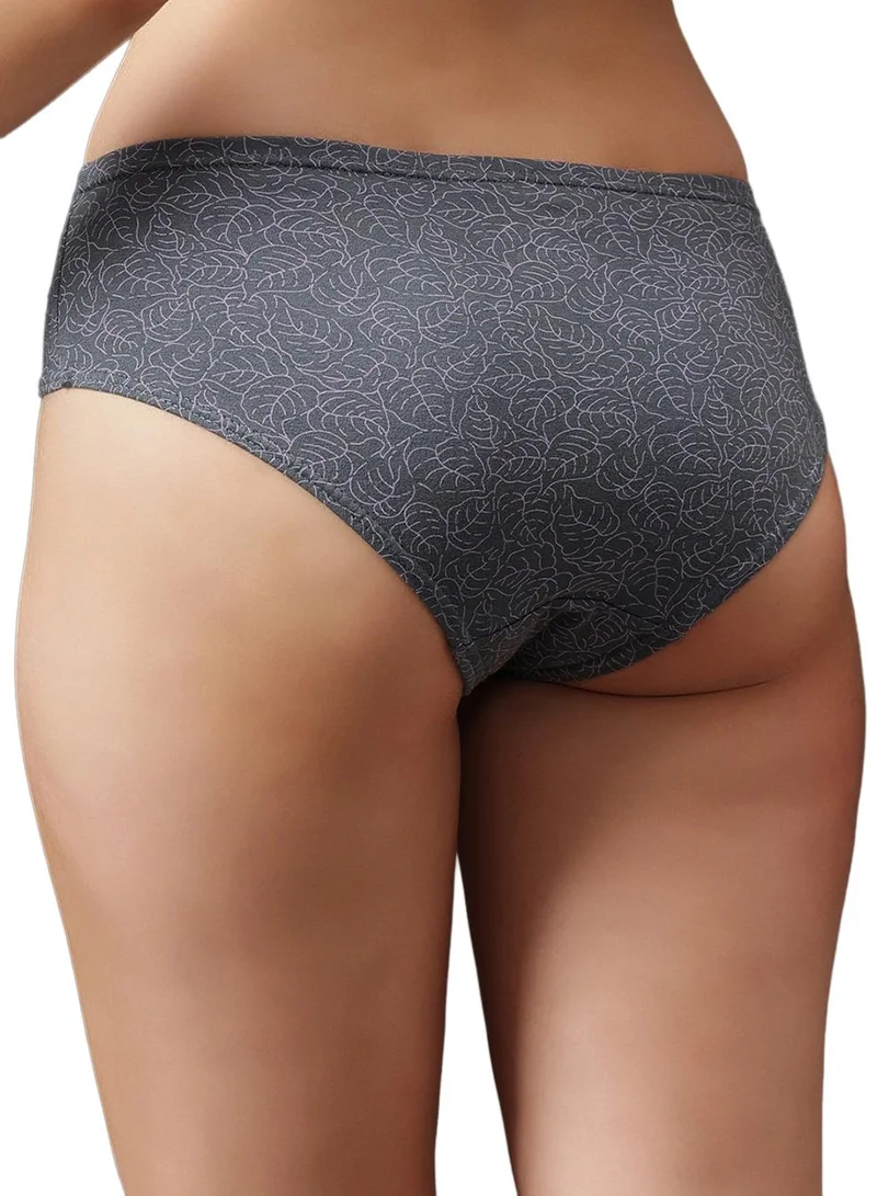 Clovia Multicolour Pack of 3 Leaf Print Mid Waist Hipster Panties with Inner Elastic - 100% Cotton for Women | Best Price UAE